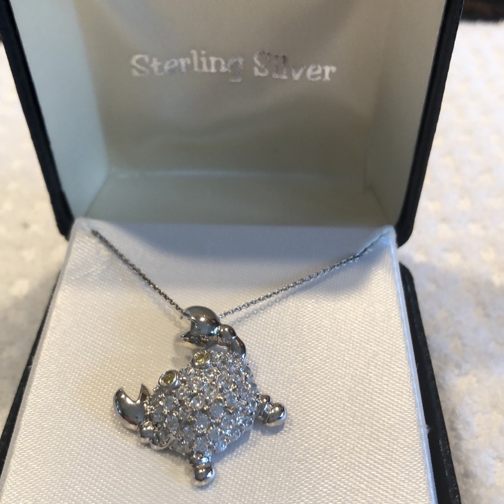 Sterling silver crystal crab